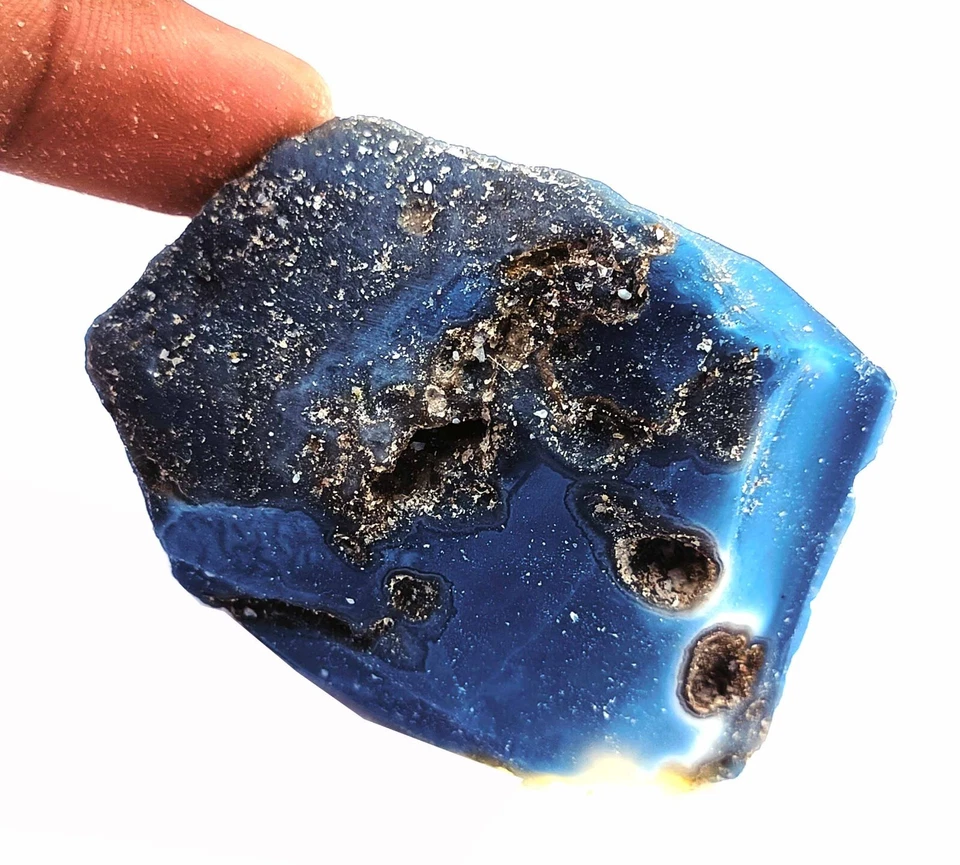 390 Ct Natural Sky-Blue Opal Certified Australia Uncut Rough Loose Gemstone 25S  - Image 4 of 4