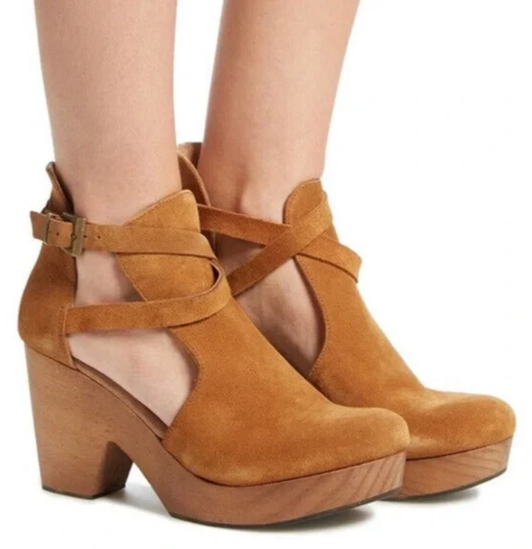 NEW $198 Free People Cedar Clog Platform Crisscross Brown