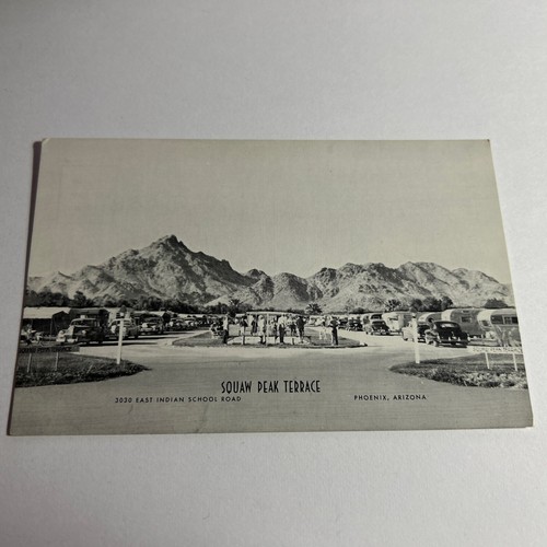 Vtg Postcard Squaw Peak Phoenix Arizona Motor Homes Cars People Divided Unposted - Picture 4 of 7