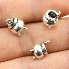  2pk  DIY Silver-tone HALLOWEEN WITCH Cauldron Pendant Charm 12x9mm