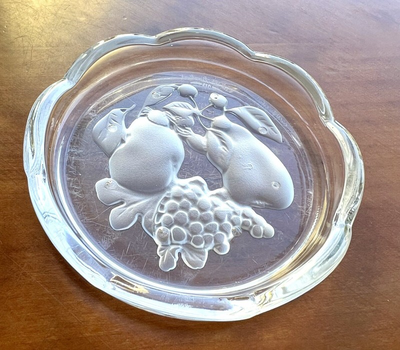 Val St. Lambert Crystal Coasters Frosted Pears 1