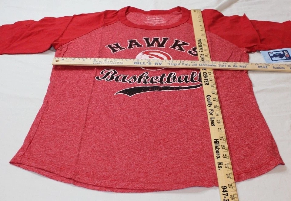 Atlanta Hawks NBA Women's Red 3/4 Sleeve Raglan Triblend Shirt Size Large New - Image 3 of 4
