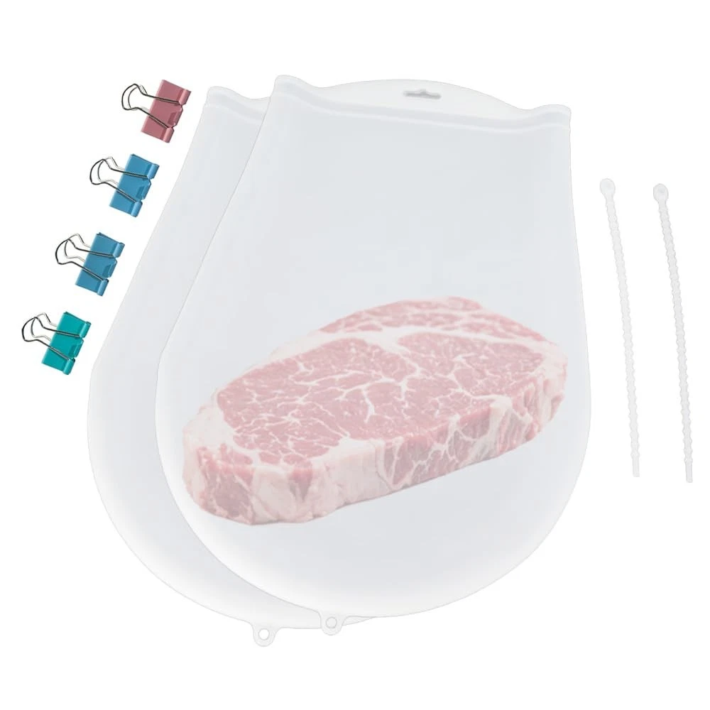 Sous Vide Bags Reusable 2 Pack - Extra Large Silicone Food Storage Bags (16x1...