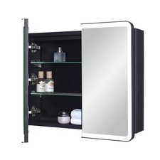 LED Bathroom Medicine Cabinet with Round Corner Framed Mirror Door 22 x 20 in...