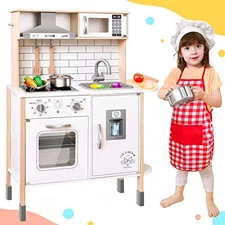 Play-Kitchen-for-Kids with 18 Pcs Toy Food & Cookware Play Kitchen Set