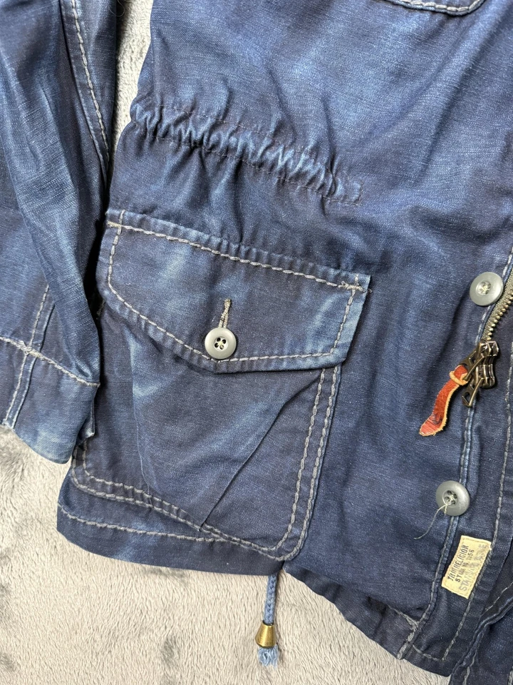 Jaqueta True Religion Masculina Pequena Azul Campo Militar Zíper Gola Edição Padrão - Imagem 4 de 4