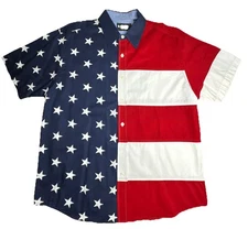 Vintage Red Head (Men’s Sz L) USA Button Down Stars and Stripes Patriotic Shirt