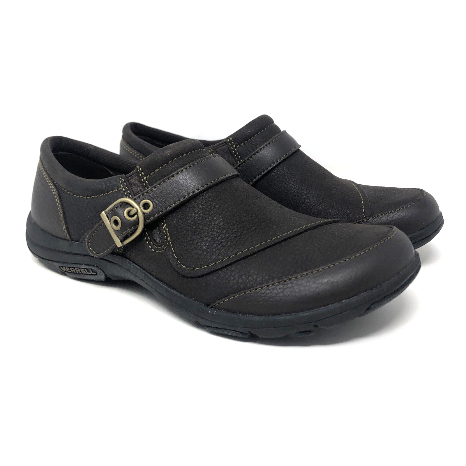 Scarpe Merrell Dassie fibbia donna taglia 8 5 espresso marrone trail escursionismo comode