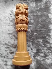 India Hand-carved Wooden Ashoka Column Ornament  Symbol Of Indian Republic