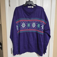 VTG 90's Lauren Brooke Purpl Snowflake Sweatshirt Womans SZ 18W
