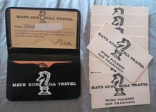HAVE GUN WILL TRAVEL - Paladin FAN CLUB Membership CARD, CASE & 9 CALLING CARDS