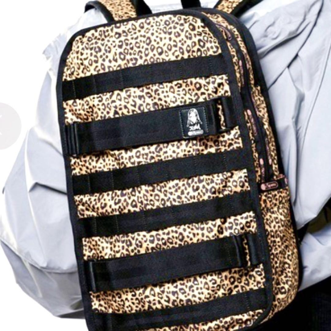 LESPORTSAC X-girl Collaboration Backpack Leopard Pattern