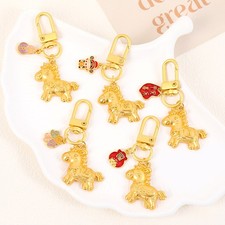 Bag Decor Keychain Gold Horse Charm For Purse Keys Zodiac Animal Gift