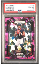 2023 PANINI PRIZM CJ C.J. STROUD #339 PURPLE ICE PRIZM #D/225 ROOKIE RC PSA 10
