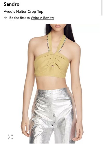 NWT Sandro Paris Women's Top Size 3 / Large Cropped Rhinestones 