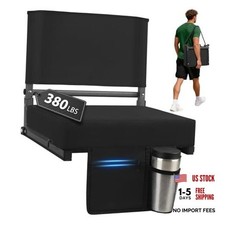 Stadium Seats with Back Support, Thick Padded Portable Bleacher Seat 1pc-black