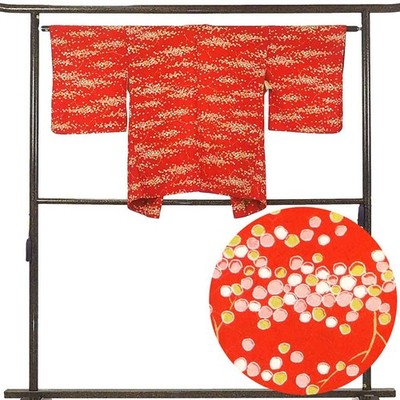 Recycled Women's Haori Jacket, Red Abstract, Polyester, Lined (Rank A)