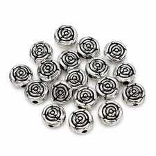 Rose Flower Beads 7mm Silver Metal Jewelry Craft Spacers B7681 -20, 50 Or 100PCs