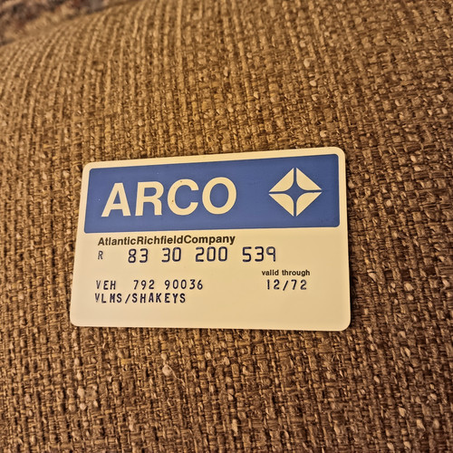 Shakey's Pizza Arco (Atlantic Richfield) Fuel Credit Card expired 12/72