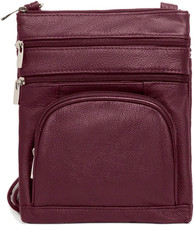 Crossbody Bag for Women, Genuine Leather Multi-Pocket Purse with Adjustable Stra