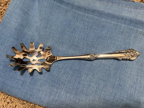 Wallace Grande Baroque Pasta Spaghetti Server Sterling Silver Handle Strainer 11