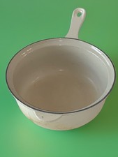 Vintage Le Creuset Cast Iron Saucepan Off White #22 Open Handle 4.5 pounds