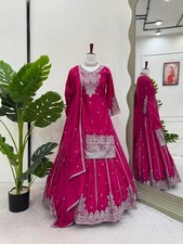 Beautiful Chinon Silk Pink Top Lehenga With Dupatta For Women Festival Wear