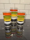 Set Of 3 Anchor Hocking Vintage Striped Tumblers 1-6.5” & 2-4.75”
