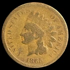 1865 Indian Head Cent - Antique United States of America 1c Penny Coin