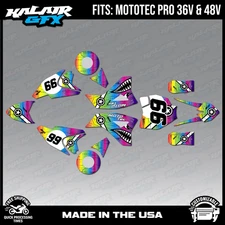Graphics Kit for MotoTec 36V and 48V Pro Electric Dirt Bike Predator - Rainbow