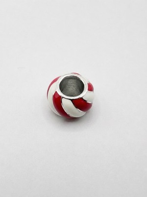 Brighton Candy Cane White & Red Candy Cane Stripes Patterns Spacer Bead Charm