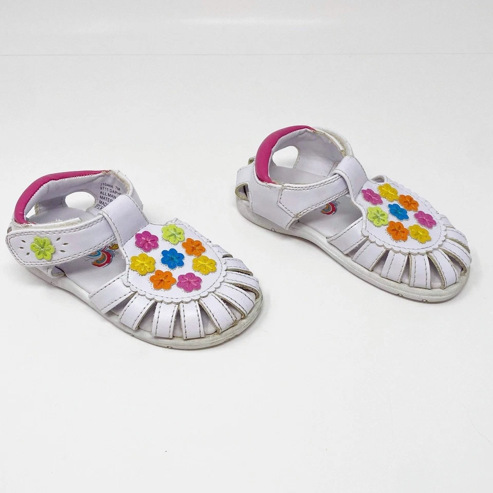 ZAPATOS RACHEL Sandalias de punta cerrada blancas y arco iris para niños pequeños Foto 2 de 4
