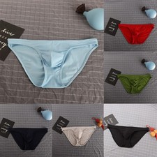 Lightweight and Comfortable Men's Lingerie Ice Silk Briefs with U Convex Pouch