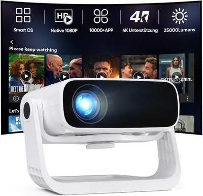 Wielio Smart Beamer FHD 1080P 4K 25000 Lumens WiFi 6 & BT 5.2 Android 11