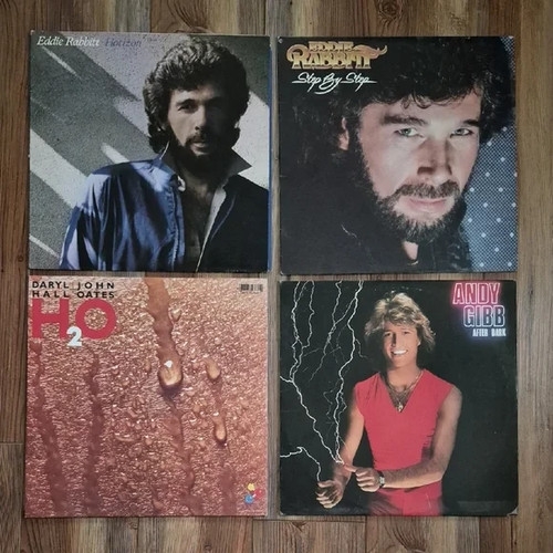 Vintage 80's Vinyl LP Record Collection - Eddie Rabbitt, Hall & Oates, Andy Gibb - Imagen 1 de 5