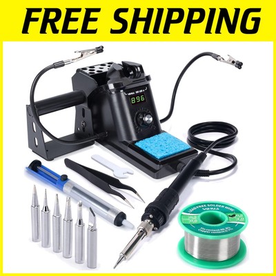 12-in-1 Soldering Iron Kit with Lead-Free Solder & Tweezers