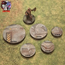 Industrial Base Caps for Miniature Wargame Bases - Warhammer 40k/AoS - (x10)