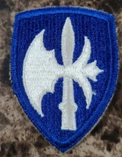 WW-2 65th Army Infantry Divison Patch Cut Edge-Snow Back-Battle Ax-Halberd Shiel