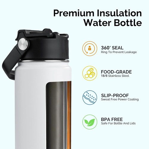 Stainless Steel Insulated Water Bottle, 18oz Double Wall Vacuum Water Leak Proof - Picture 4 of 7