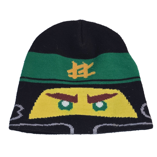 H&M Boys Lego Figure Ninjago Hat Beanie Cap Black Green Winter