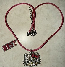 Sanrio Hello Kitty Clasp Necklace Pendant W/Rhinestones  76  12 Best Friend Pink