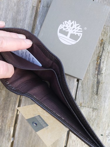 TIMBERLAND Longer Mottled DARK BROWN LEATHER Billfold Wallet *COIN POCKET* Timb1 - Picture 7 of 9