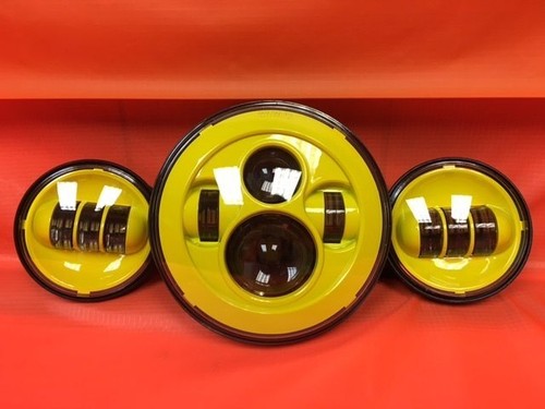 Faro 7′′ AMARILLO Doble Amarillo 4.5′′ AUX Punto Pasador LED Luces Antiniebla Para Harley - Imagen 2 de 2
