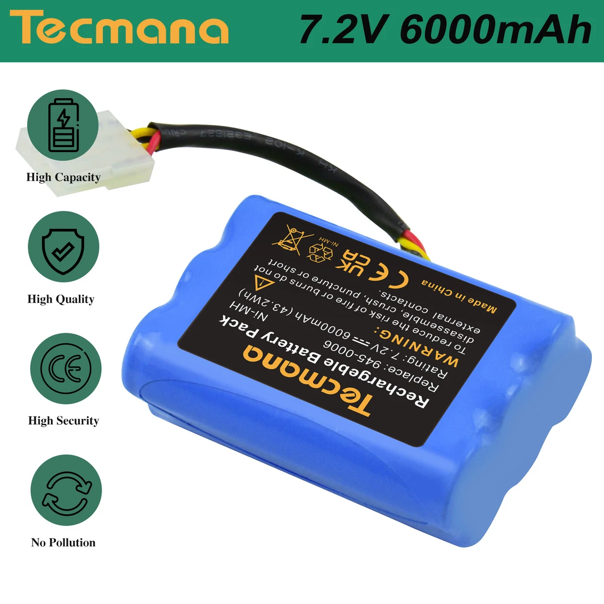PowerSmart 3600 mAh 12 V NI-MH batteria di ricambio per