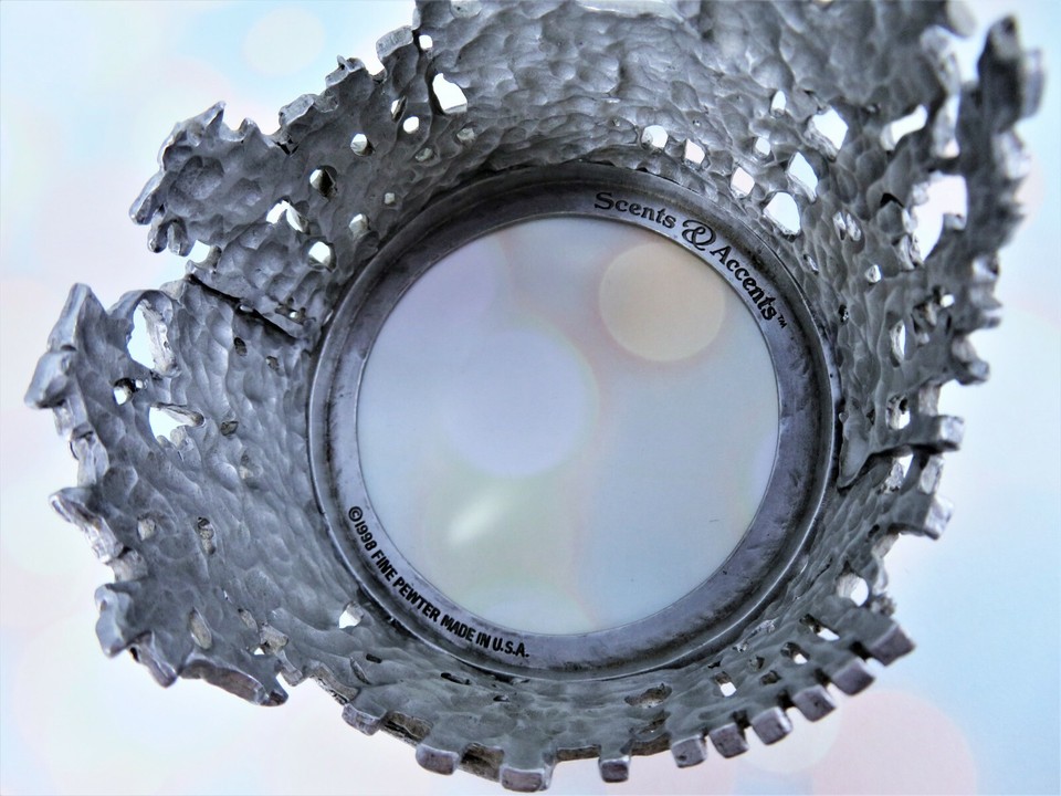 Scents & Accents Pewter Candle Holder Sunflower Garden 1998 Frosted