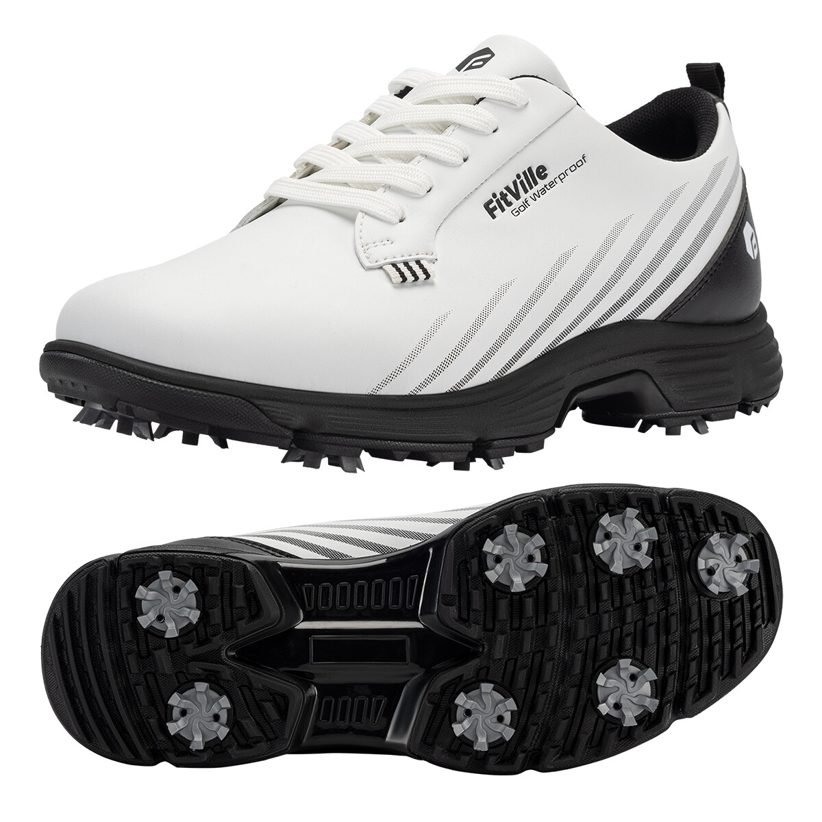 FitVille Men's Spiked Golf Shoes Waterproof Lightweight w