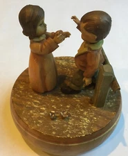 Vintage Anri Thorens Wood Carved Rotating Music Box Movement Laura’s Theme