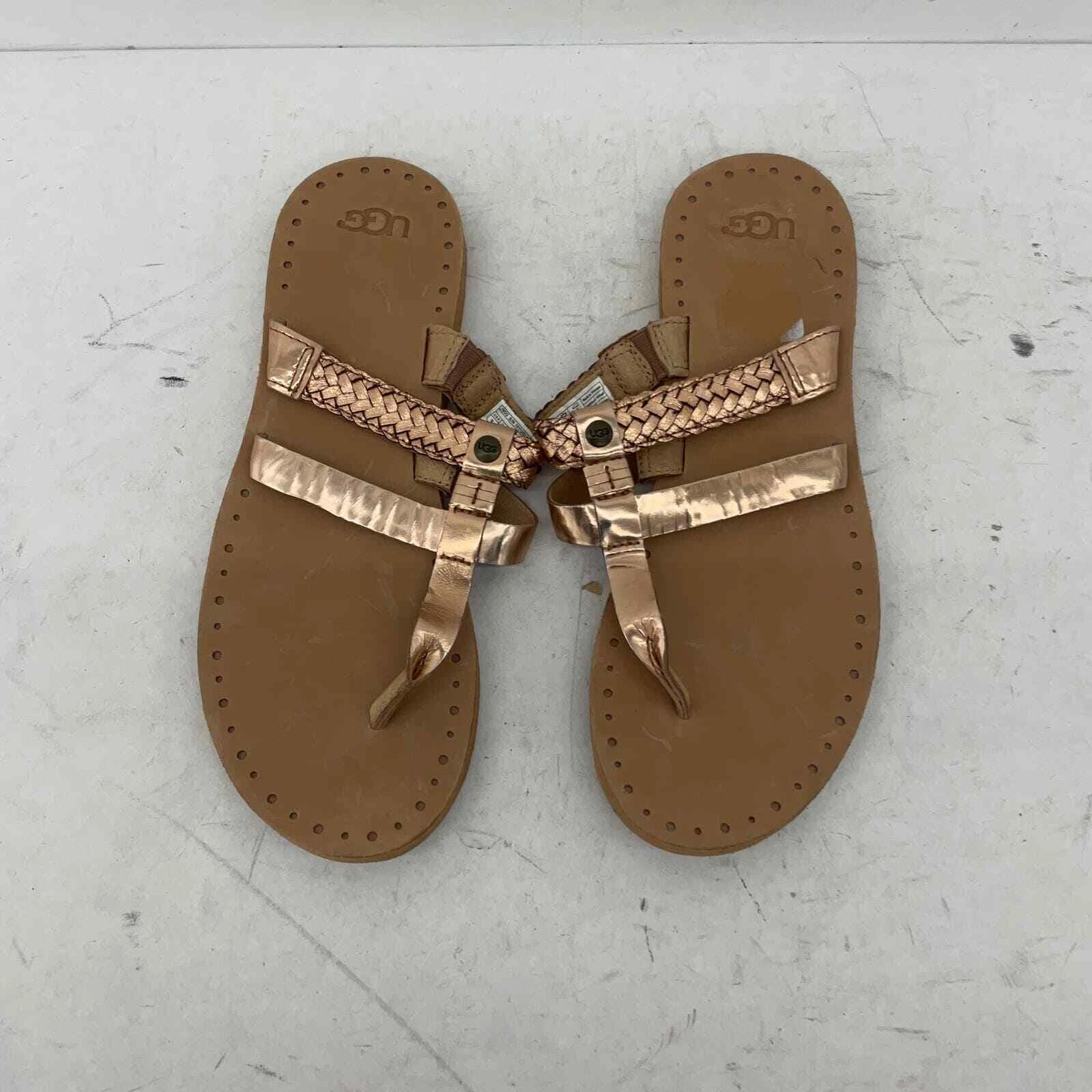 Sandali infradito Ugg donna marroni intrecciati rame pelle taglia 9