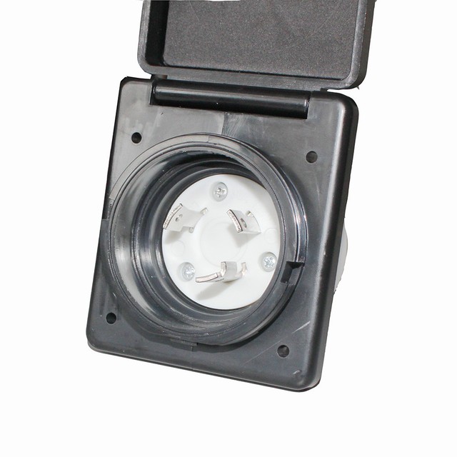 Marinco 30 Amp 125V White Power Easy Lock Inlet Stainless Steel Trim