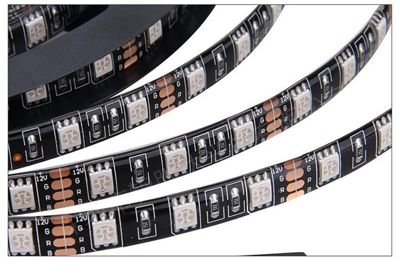 New 16FT 5M SMD RGB 5050 Black PCB Board Waterproof LED Strip Light DC 12V - Image 3 of 4